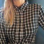 ZARA  Dark Green Checkered Long Sleeve Shirt Dress size Large Photo 7