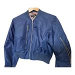 Shinestar  - womens medium navy blue cropped bomber jacket Photo 3