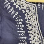 Sachin + Babi  Blue Embroidered Boho Blouse Womens XS Beachy Sheer Lightweight Photo 4