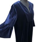 Jude Connally Kerry Velvet Navy Blue Dress Size XL 3/4 Bell Sleeves Pockets Photo 4