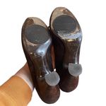 Vintage Chie Mihara Brown Leather Suede Mary Jane Heel Ruffle Trim Size EU 38 Photo 6