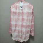 ZARA  pink tie dye oversized raw hem button down size xs Photo 5