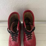 Justin Boots Vintage 80s Justin Roper Red Leather Western Boots Cowboy Cowgirl Photo 3