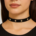 Ettika  Revolve Black Velvet Gold Star Choker Necklace NWT Photo 0