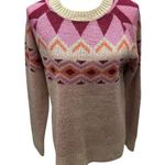 Savanna Jane Nordic Fair Isle Sweater Pastel Colorful Crew Neck Geometric Size S Photo 0