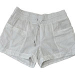 Athleta  100% Linen Pull-On Elastic Waist Shorts Pockets Breathable White size 14 Photo 0