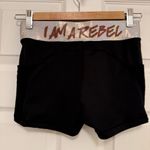 EUC Rebel Athletic Iconic Holo Glitter Waistband Athletic Shorts Black Photo 1