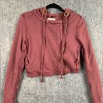 We The Free Womens Sz XS You Asked For It Moto Jacket Knit Hooded Cropped Red Photo 0