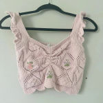 ZARA  Floral Kint Crop Top Pastel Pink Size S Photo 0