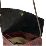 Handmade Purse Brown Crossbody Crochet Appliqué Thin Strap Boho Snap Flower Photo 2