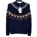 1901  navy point fairisle‎ crew neck sweater size S NWT $69 Photo 1