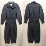 frame denim FRAME Pleated Barrel Leg Jumpsuit One Piece Long Sleeve in Washed Black Gray S Photo 2