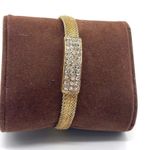 Mesh Cuff Bracelet with Rhinestones Accent Gold Plated Photo 3