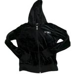 BCBG Y2K Rhinestone Logo Black Velvet Zip Photo 0