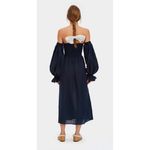 Sleeper  Atlanta Puff Long Sleeve Linen Midi Dress – Navy XS Photo 4