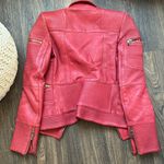Balmain  Red Leather Moto Jacket Photo 8