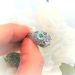 Boutique Elegant Silver and Green Floral Ring Photo 3