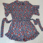 Pepe Jeans  Summer Blue and Red Floral Romper with Ruffled Hem Photo 5