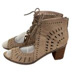 breckelle's Women’s Gabby 11 Laser Cut Stack Lace Up Heels Beige Size 10 Sk2688 Photo 5