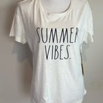 Rae Dunn  "SUMMER VIBES" Short-Sleeve T-Shirt, off White, Women's Size M Photo 0