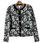 Cynthia Rowley  Sweater Women‎ Medium Black White Knit Floral Print Cardigan Photo 0