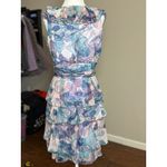 Connected Apparel Jessica Simpson Womens Sleeveless Tired Ruffle Party Dres Sz 8 Blue Pink Green Photo 8