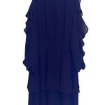 1. State NWT  Black Cold Shoulder Ruffle Sleeve Mini Dress Tiered SZ 0X Modest Photo 0