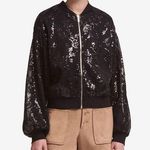 DKNY Sequin Black Bomber Jacket Throwback 90’s Style Medium EUC Photo 0