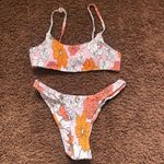 VOLAFA Women's Smocked Ruched Triangle Bikini Print Swimsuit Set 2 Piece Small Pink Photo 2