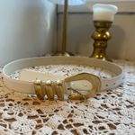 Liz Claiborne Vintage Large Fullgrain Leather Semi Aniline Ivory Gold Belt Photo 1