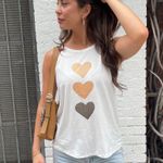 Brandy Melville Bohemian White tank top with brown hearts sz M Photo 0