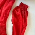 Urban Outfitters  Rebecca Red Long Sleeve Jacquard Boho Holiday Mini Dress Small Photo 5