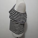 J.Crew Navy Muslin Striped Ruffled One Shoulder Top Size Small Photo 3
