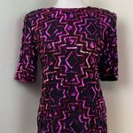 Vintage Silk & Sequin Short Sleeve Blouse Medium Cocktail Black Photo 0