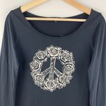 Lucky Brand Y2K Vibes Black Roses Peace Sign Grunge Graphic Long Sleeve Tee Photo 2