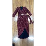 Zhivago Burgundy Sequin Kinsey Wrap Dress Women’s Size 8 Party Cocktail Evening Red Photo 10