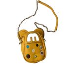 Ear Accent Novelty Shoulder Bag large stud accents bright yellow faux leather pu Yellow Photo 5