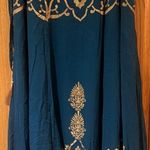 Soft Surroundings Vintage Beaded Sequin Embellished Maxi Skirt Teal Gold Medium Photo 0