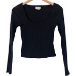Lovers + Friends  Black Ribbed Long Sleeve Shirt Sz XS Photo 0