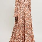 Maje  Rufina Orange Cotton Ruffled Paisley Maxi Dress Photo 7
