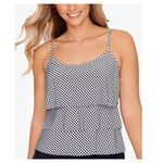 Swim Solutions Tankini Top Tiered Shelf Bra Gingham Plaid Black White 8 Photo 0