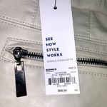 Apt. 9  Womens Jacket Coat Faux Leather Quilted Moto Biker Ivory Small Photo 11