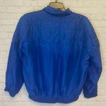 Vintage Studded Embellished royal blue Silk jacket size Large CoAco, full zip Photo 3