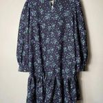 ASOS  Women's Sz 10 Tall Balloon Sleeve Floral Print Ruffle Shift Mini Dress Navy Photo 9