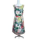 Adrianna Papell Floral Stained Glass Dress Tea Length Sleeveless Pockets Size 8 Photo 12