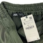 ZARA  Olive Green Satin Cargo Shorts High Waist Size Small Photo 7