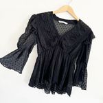 ZARA  Swiss Dot Ruffled Blouse Black Size XS Photo 1