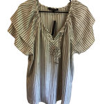 Adrienne Vittadini  White Grey & Silver Striped Blouse BRAND NEW W/Tags Photo 0