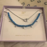 BP Bomb Party Luxe Layers Necklace Set Blue Bead & Silver Chain New in Box Photo 0