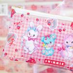 Japanese Kawaii Swimmer Red PVC Cartoon Pencil Stationary Makeup Pouch Bag Pink Photo 2